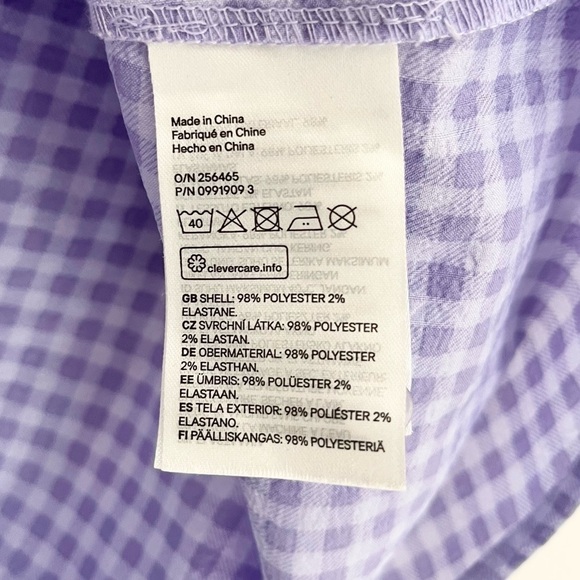 H&M Divided Gingham A Line Square Neck Ruffle Mini Dress Purple Size XS - Picture 9 of 9